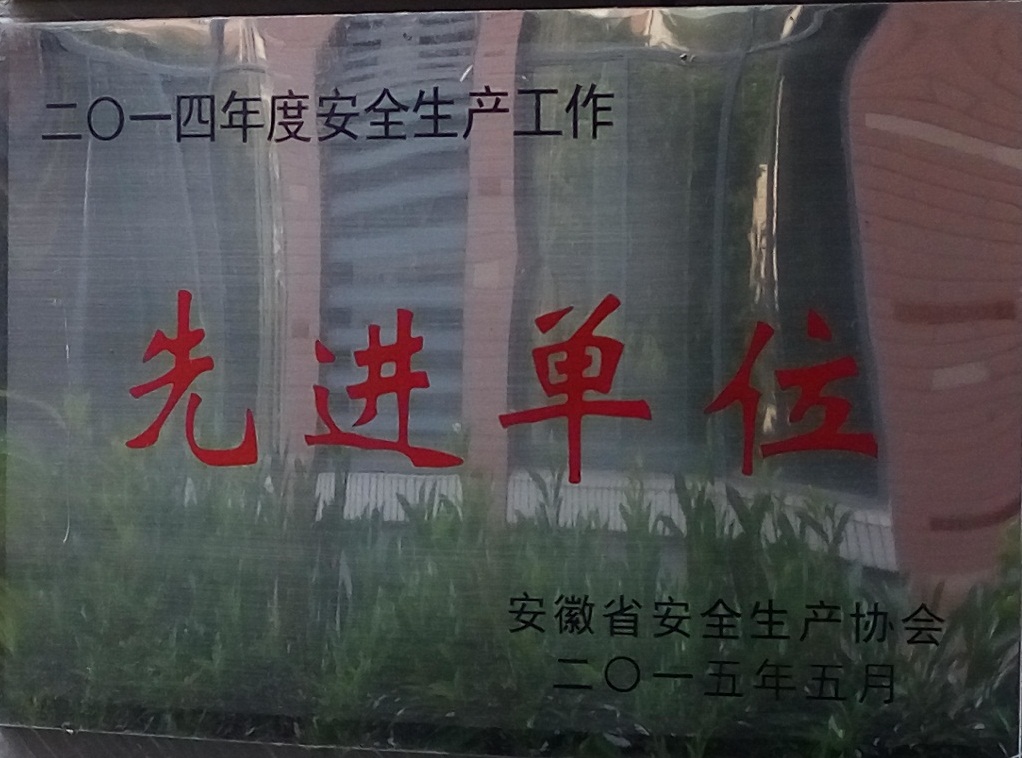 热烈祝贺我院教育培训中心获得安徽省2014年度安全生产工作先进单位荣誉称号